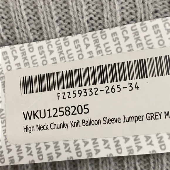 Boohoo High Neck Chunky Knit Balloon Sleeve Jumper - Picture 5 of 6